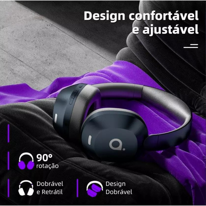 Fone Bluetooth Sem Fio com Microfone e Cancelamento Ativo de Ruído