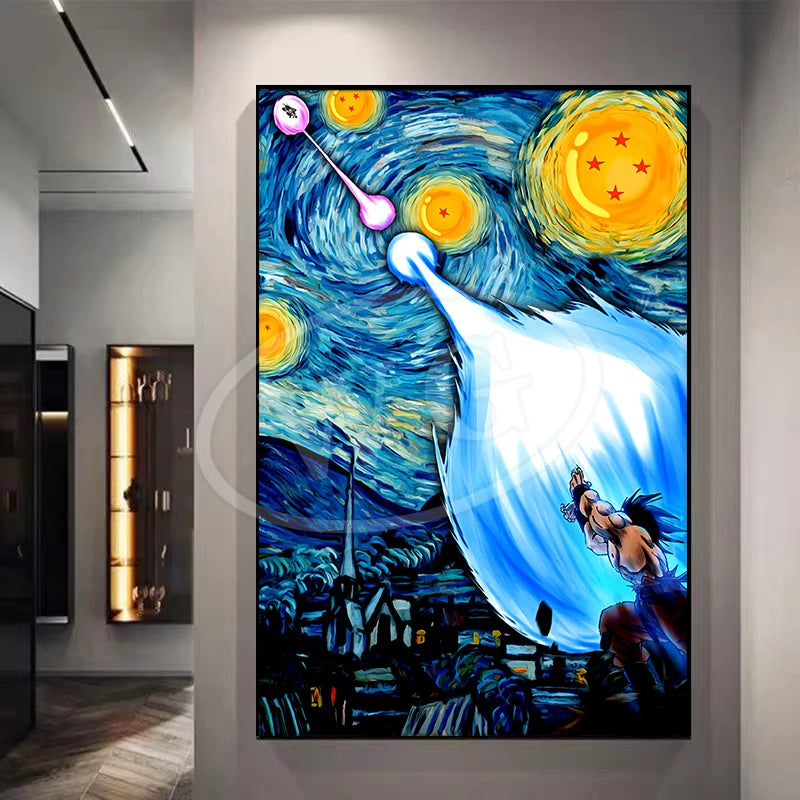 Pintura Decorativa Dragon Ball Sun Wukong Super Saiyan - Quadro de Anime Japonês para Sala ou Cômoda