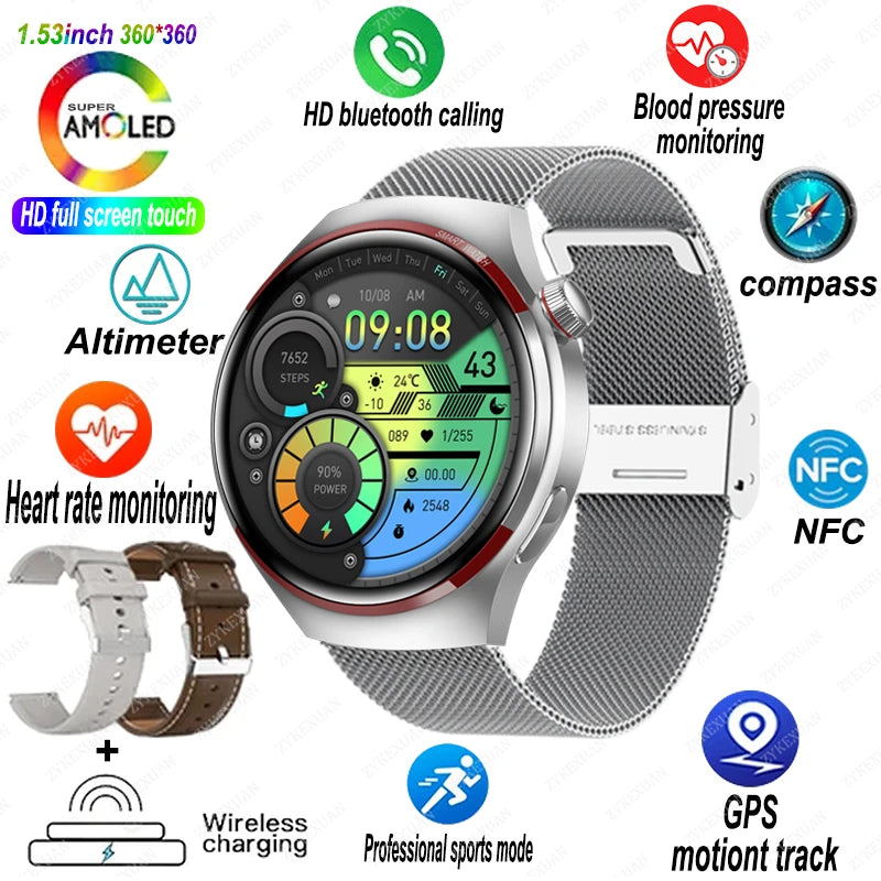 Watch 4 Pro: Smartwatch com GPS/ NFC e chamadas Bluetooth