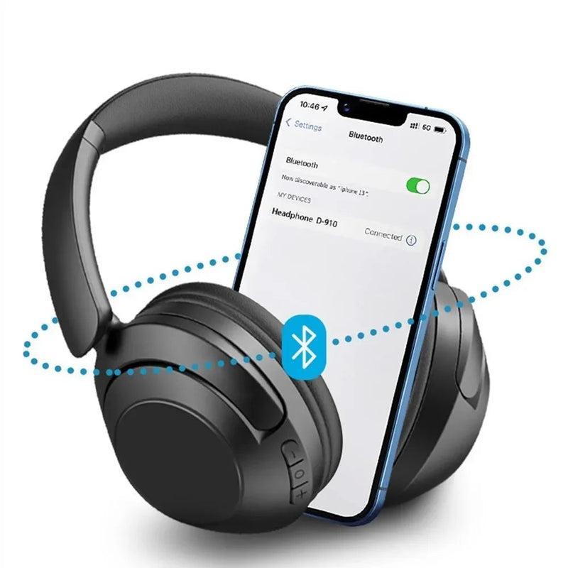 Fones de Ouvido Sem Fio 15h Bluetooth 5.3, com Almofadas Grandes e Adaptador USB para TV e PC.