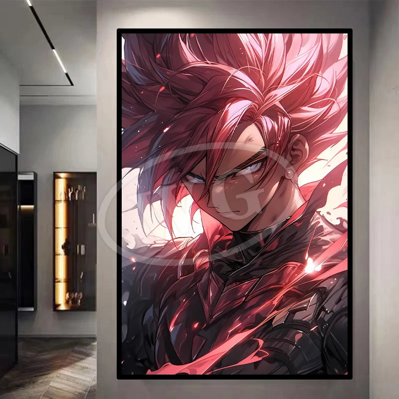 Pintura Decorativa Dragon Ball Sun Wukong Super Saiyan - Quadro de Anime Japonês para Sala ou Cômoda