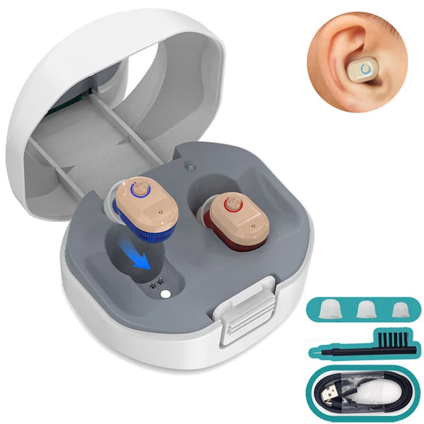 Aparelhos Auditivos Recarregáveis USB, In-ear, Invisíveis, Novo Design