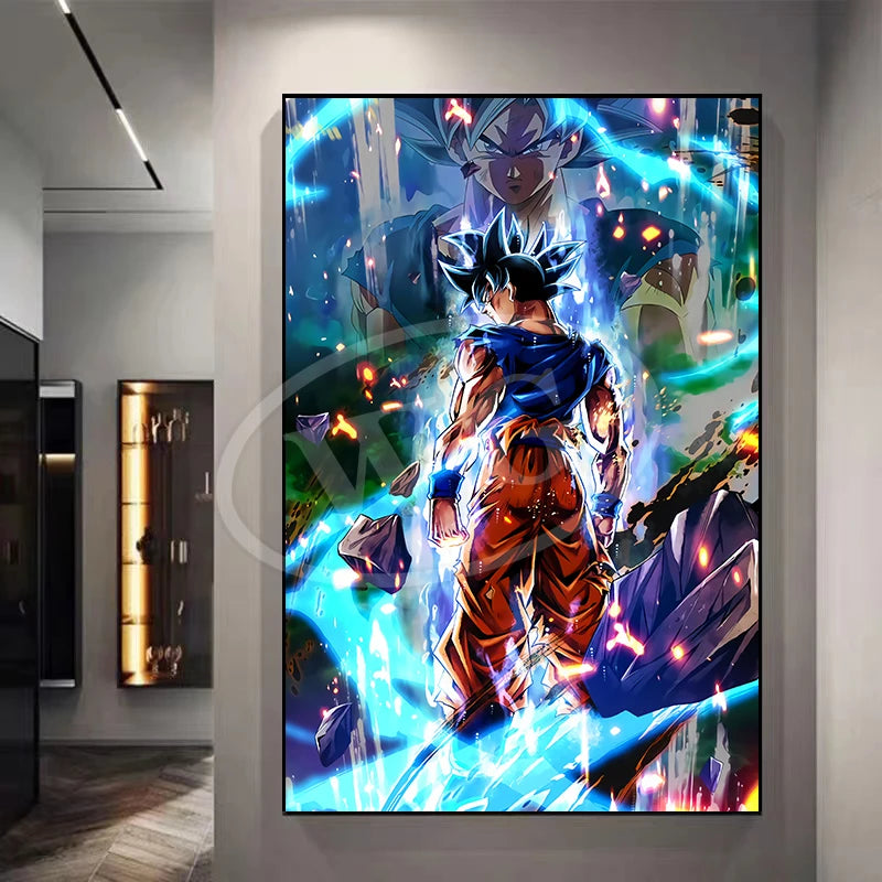 Pintura Decorativa Dragon Ball Sun Wukong Super Saiyan - Quadro de Anime Japonês para Sala ou Cômoda