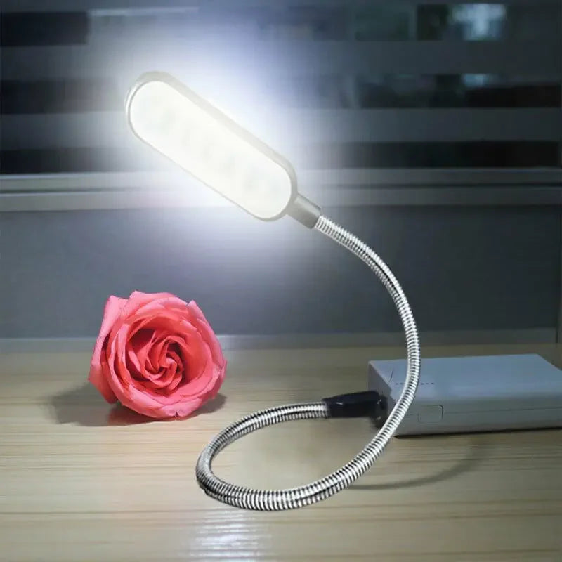 Lâmpada USB portátil com 6 LEDs, luz branca ou quente