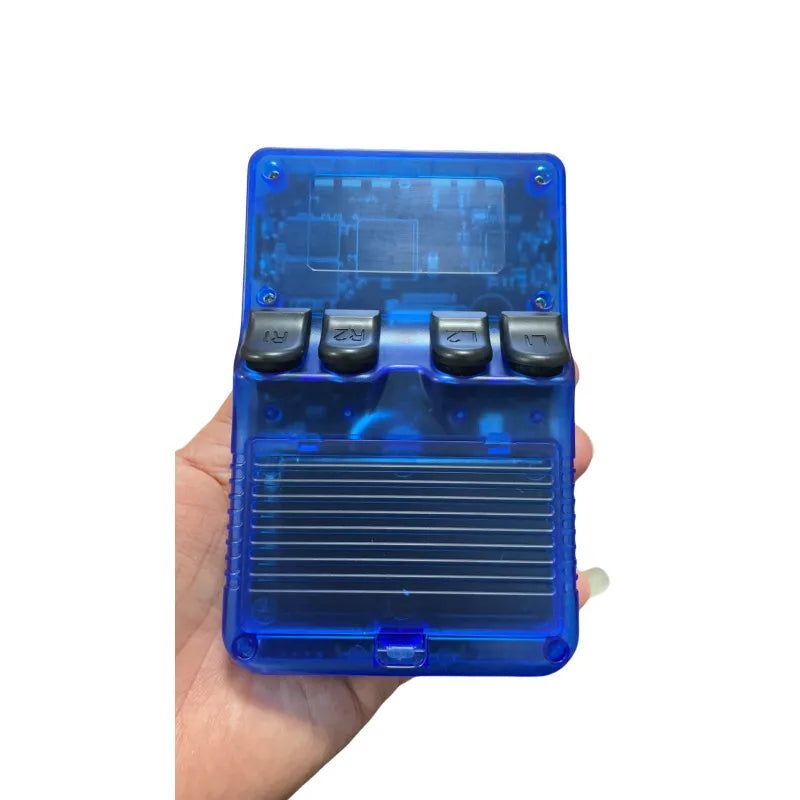 Console Portátil 3,5" Retro com 64GB e 15.000 Jogos, disponível em azul e verde.