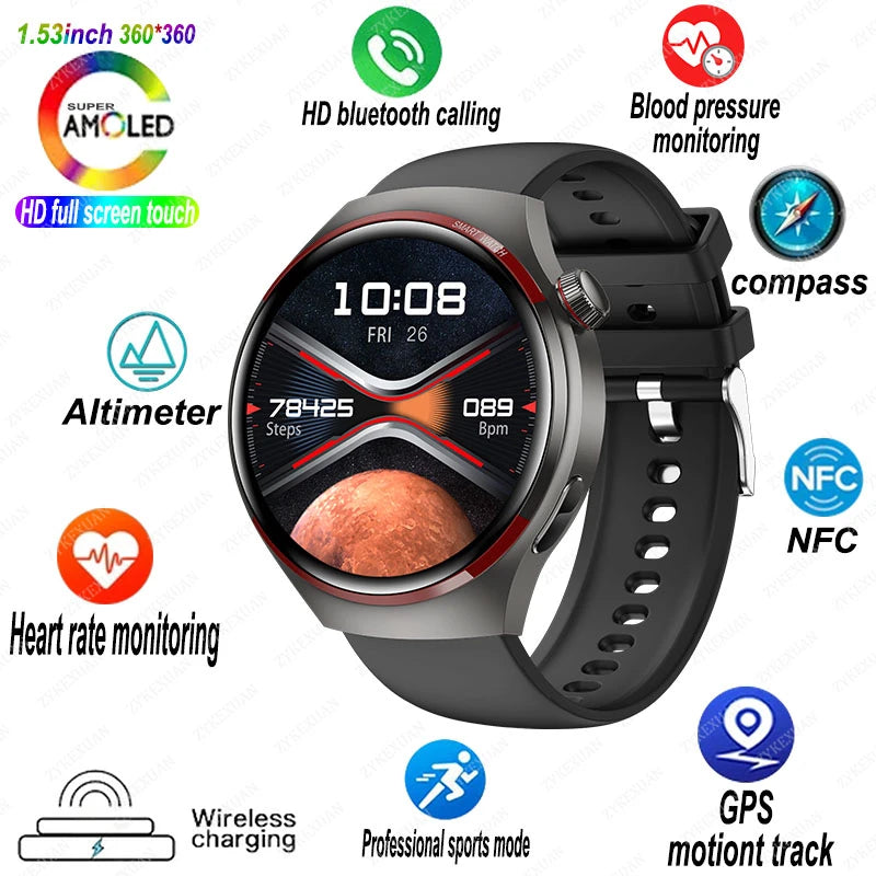 Watch 4 Pro: Smartwatch com GPS/ NFC e chamadas Bluetooth