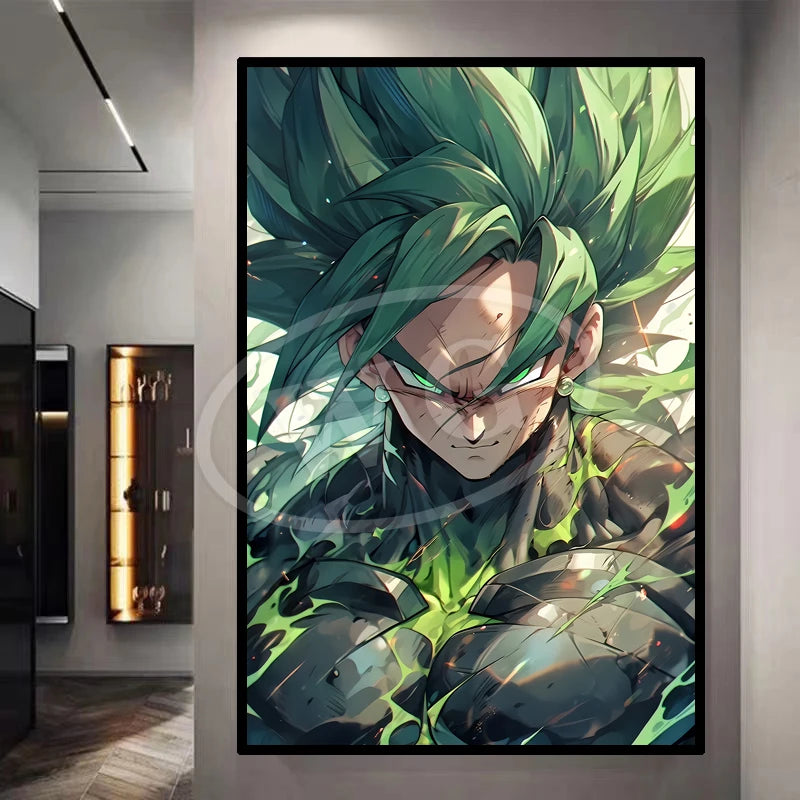 Pintura Decorativa Dragon Ball Sun Wukong Super Saiyan - Quadro de Anime Japonês para Sala ou Cômoda
