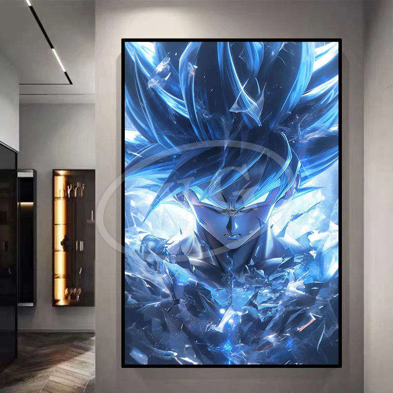 Pintura Decorativa Dragon Ball Sun Wukong Super Saiyan - Quadro de Anime Japonês para Sala ou Cômoda