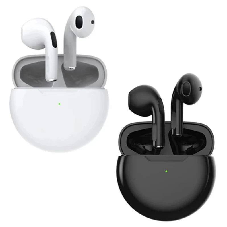 Fones de Ouvido Pro6 TWS Sem Fio com Microfone Bluetooth, Fones Esportivos para Corrida
