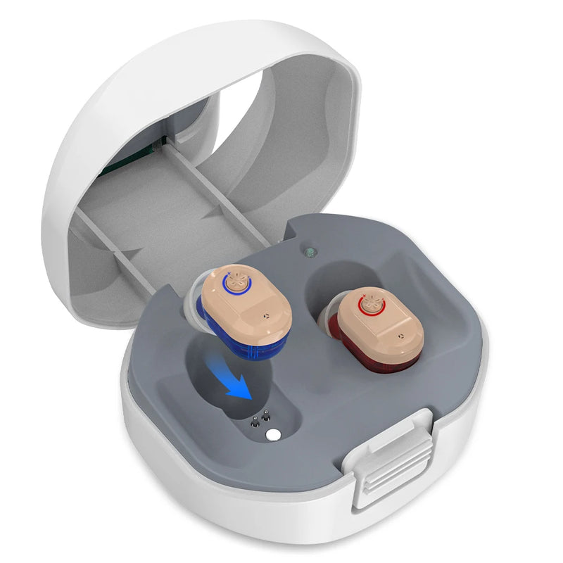 Aparelhos Auditivos Recarregáveis USB, In-ear, Invisíveis, Novo Design