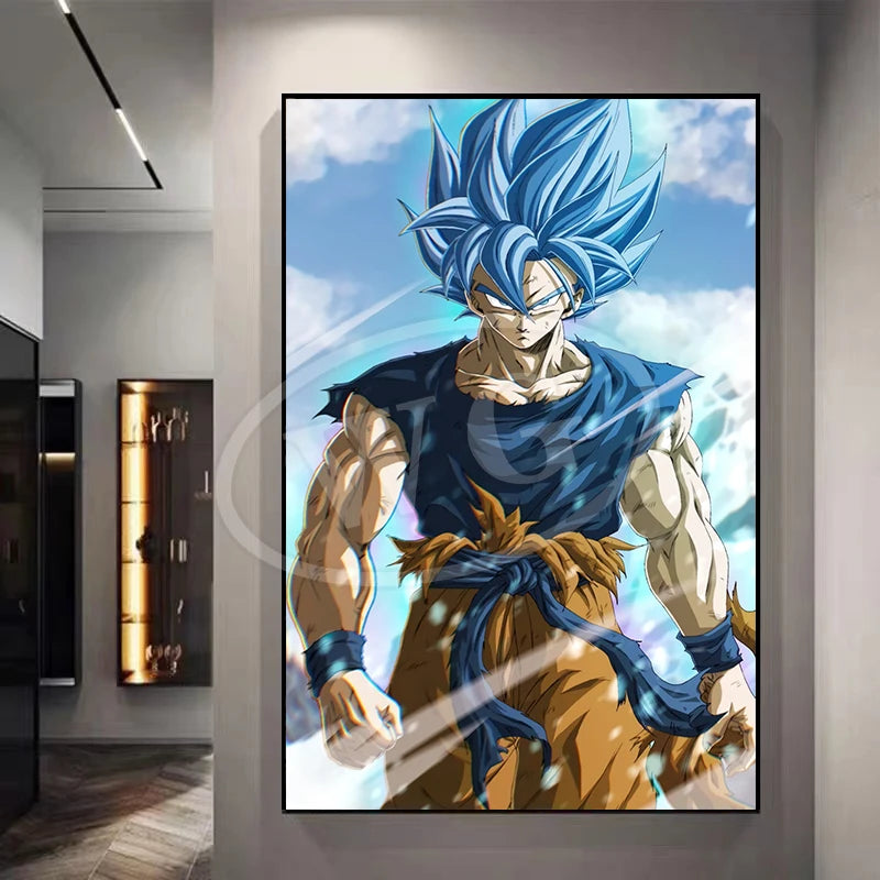 Pintura Decorativa Dragon Ball Sun Wukong Super Saiyan - Quadro de Anime Japonês para Sala ou Cômoda