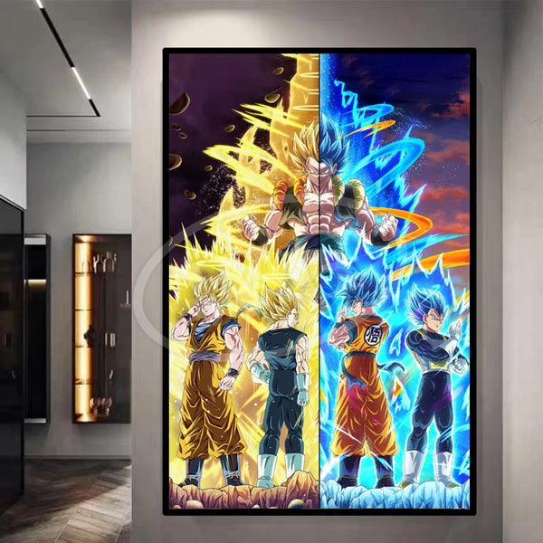 Pintura Decorativa Dragon Ball Sun Wukong Super Saiyan - Quadro de Anime Japonês para Sala ou Cômoda