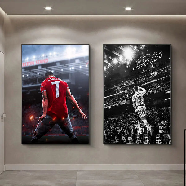 Pôster de Arte Vintage do Super Estrela do Futebol CR7, Decoração de Parede para Casa, Impressão de Mural, Decoração de Quarto, Sem Moldura