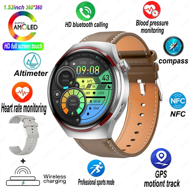 Watch 4 Pro: Smartwatch com GPS/ NFC e chamadas Bluetooth