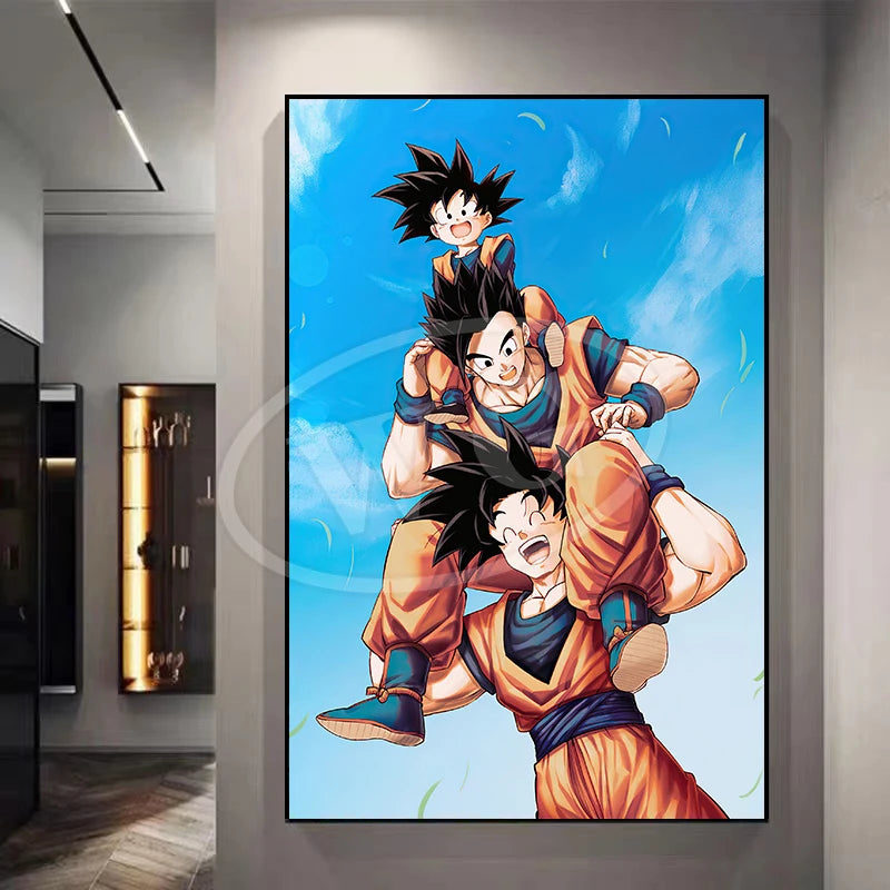 Pintura Decorativa Dragon Ball Sun Wukong Super Saiyan - Quadro de Anime Japonês para Sala ou Cômoda