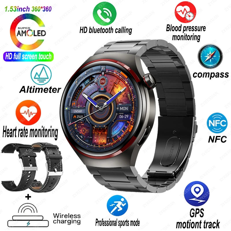 Watch 4 Pro: Smartwatch com GPS/ NFC e chamadas Bluetooth