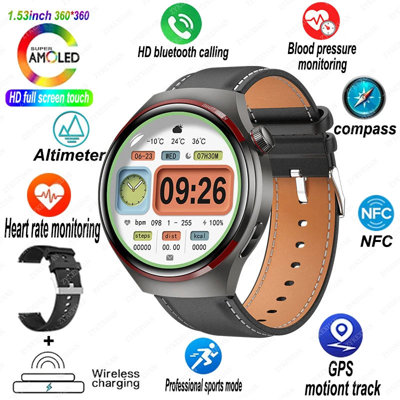 Watch 4 Pro: Smartwatch com GPS/ NFC e chamadas Bluetooth