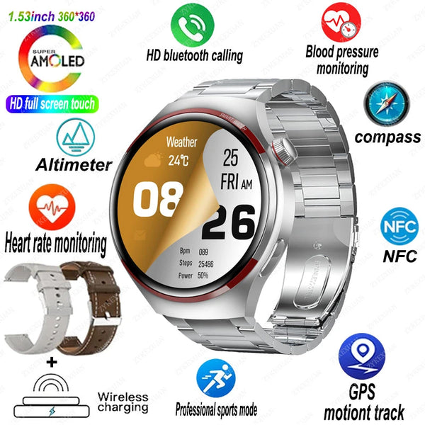 Watch 4 Pro: Smartwatch com GPS/ NFC e chamadas Bluetooth