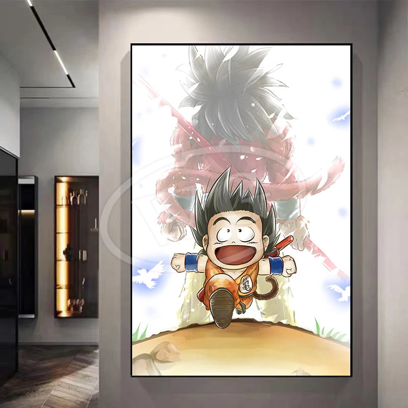 Pintura Decorativa Dragon Ball Sun Wukong Super Saiyan - Quadro de Anime Japonês para Sala ou Cômoda