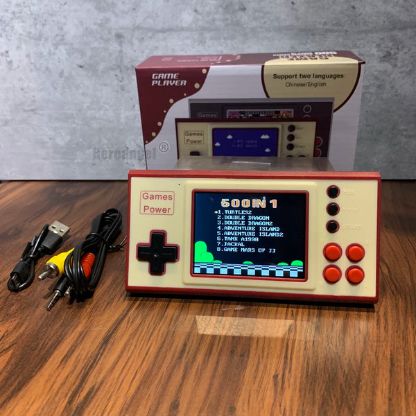 Mini Console de Videogame Portátil Retro com 500 Jogos, para TV, Dois Jogadores, Tela IPS HD de 3