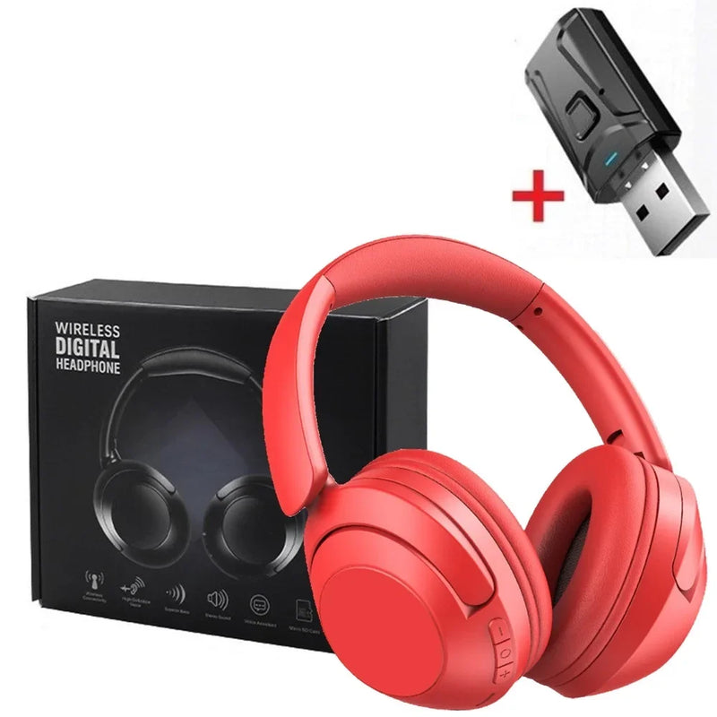 Fones de Ouvido Sem Fio 15h Bluetooth 5.3, com Almofadas Grandes e Adaptador USB para TV e PC.