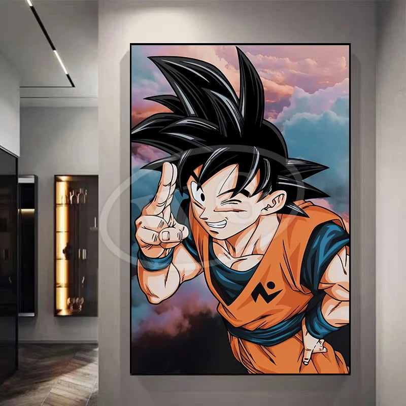 Pintura Decorativa Dragon Ball Sun Wukong Super Saiyan - Quadro de Anime Japonês para Sala ou Cômoda