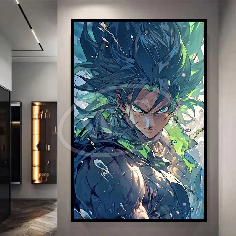 Pintura Decorativa Dragon Ball Sun Wukong Super Saiyan - Quadro de Anime Japonês para Sala ou Cômoda