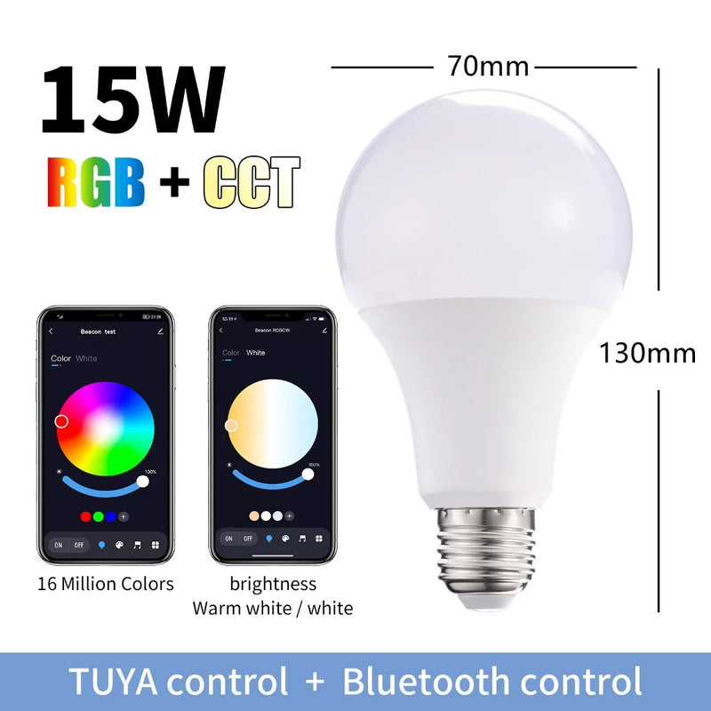 Lâmpada Inteligente 15W RGB – Smart Life Tuya, Alexa e Google