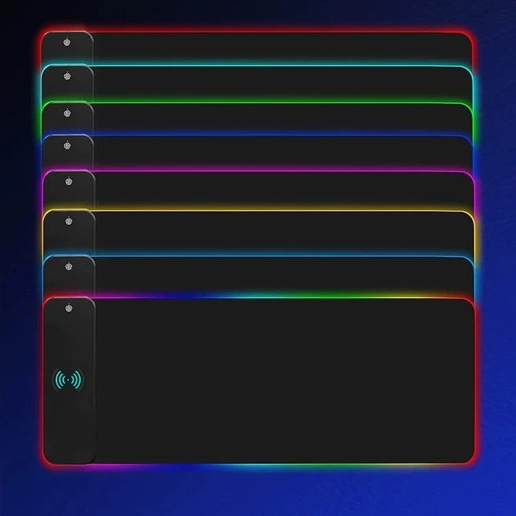 Mouse Pad Gamer Grande com LED RGB 7 Cores + Carregador Sem Fio 15W – HANKY-001