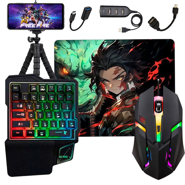 Kit Gamer – Teclado + Mouse + Hub + Tripé