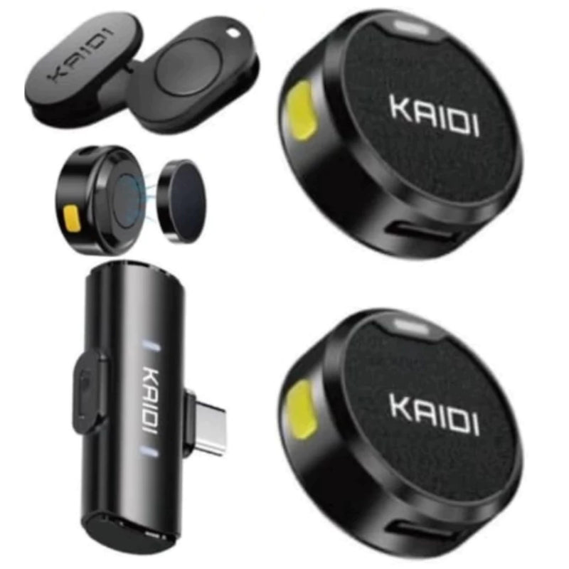 Mini Microfone de Lapela Duplo Sem Fio Magnético para iPhone e Android (Type-C)