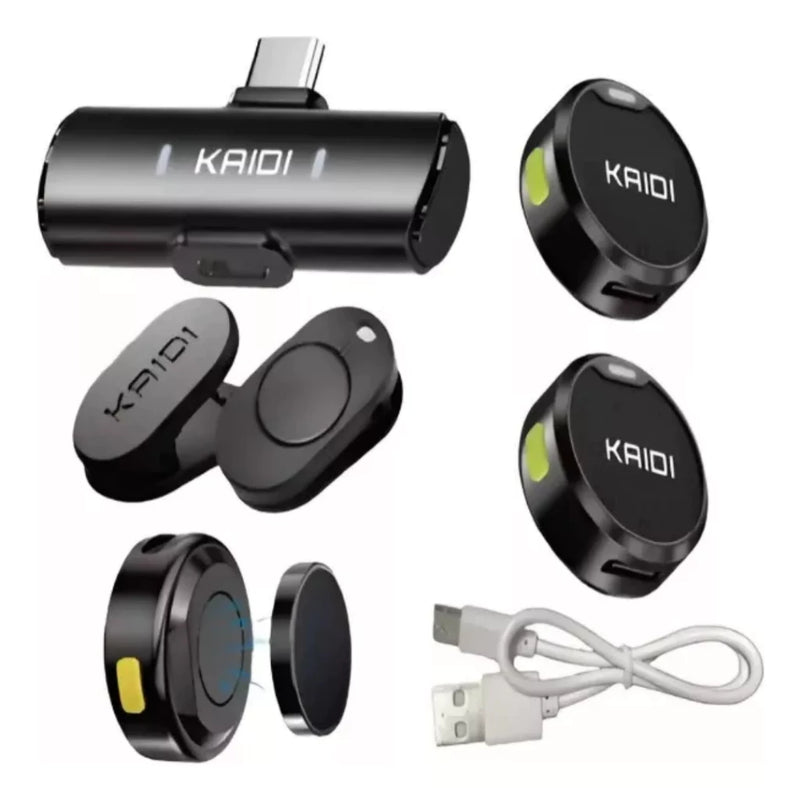 Mini Microfone de Lapela Duplo Sem Fio Magnético para iPhone e Android (Type-C)