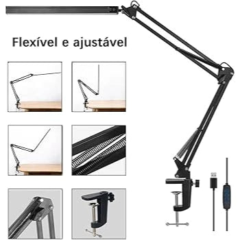 Luminária de Mesa Articulada | Regulável com Garra de Fixação