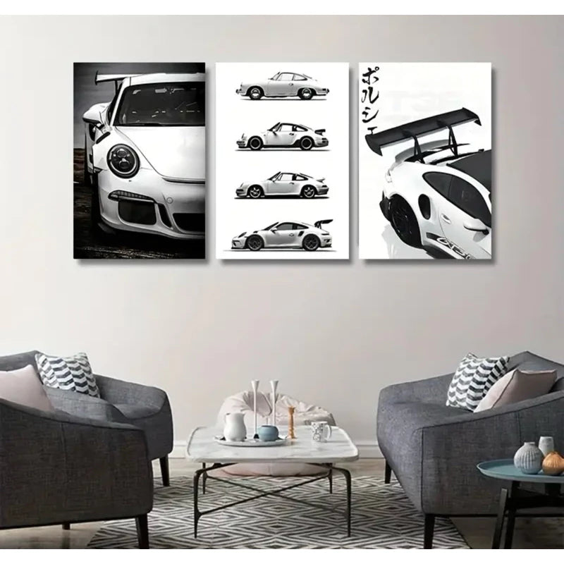Kit 3 Quadros Porsche GT3 – Decorativo, Moderno e Luxuoso