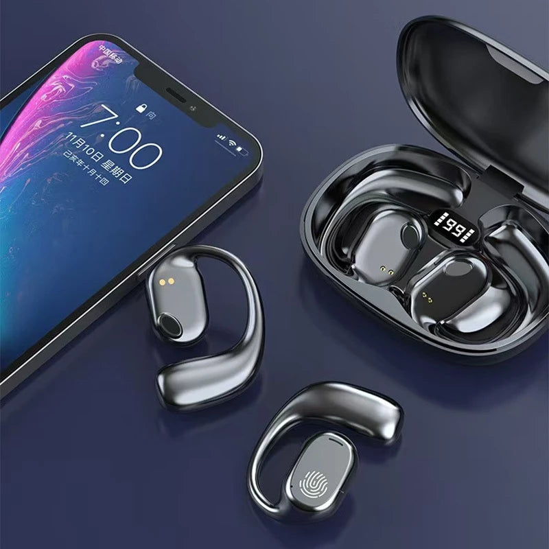 Fones Bluetooth esportivos TWS 5.3 com display de carga - D28