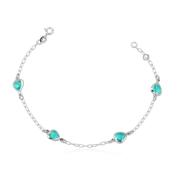 Pulseira Prata 925 com Coração Cravejado