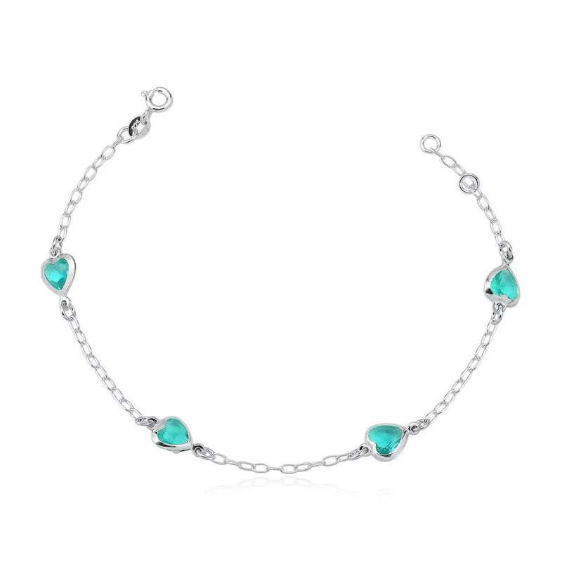 Pulseira Prata 925 com Coração Cravejado