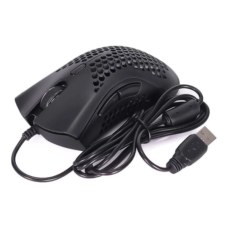 Mouse Gamer USB Colmeia – Ultraleve, LED RGB, 7200 DPI