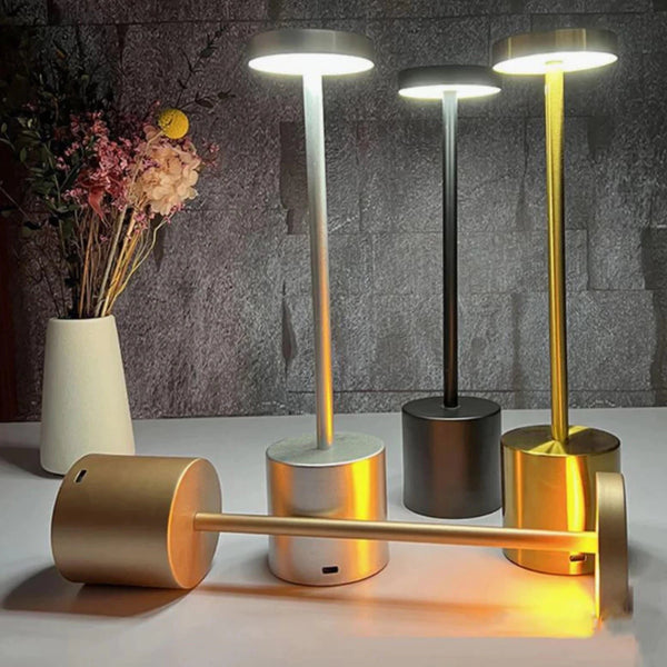 Luminária de Mesa Touch LED Recarregável Sem Fio | Dimerizável Alumínio | WYL