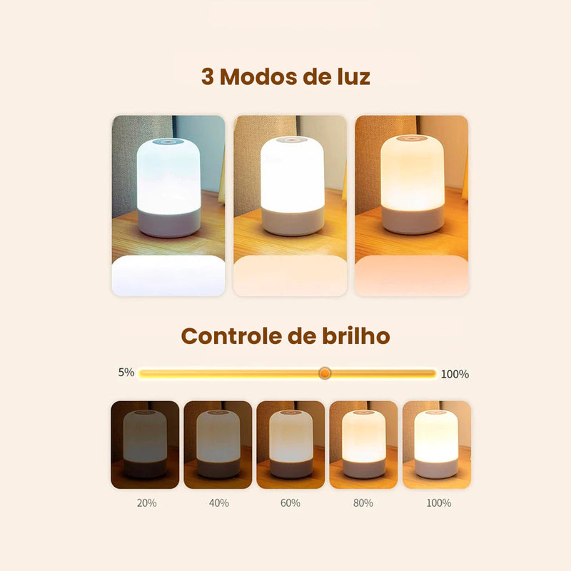 Luminária LED Flexível USB | Abajur Articulado | 3 Cores de Luz | Mesa Escritório Quarto Estudo | Clip 360º